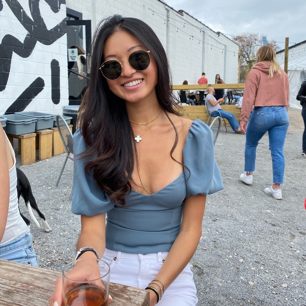 Wilfred Blue Puff Sleeve Blouse